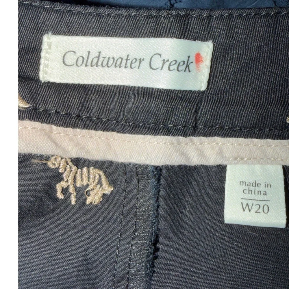 Coldwater Creek Embroidered Crop Pants Black W20 Classic Waist Cropped Leg‎